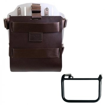 Support de sac en aluminium avec façade en cuir réglable et attache rapide + BMW R12 Châssis Gauche