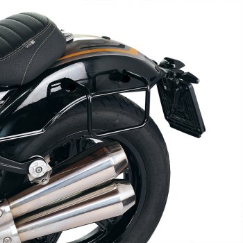 Support de sac en aluminium avec façade en cuir réglable et attache rapide + BMW R12 Châssis Gauche