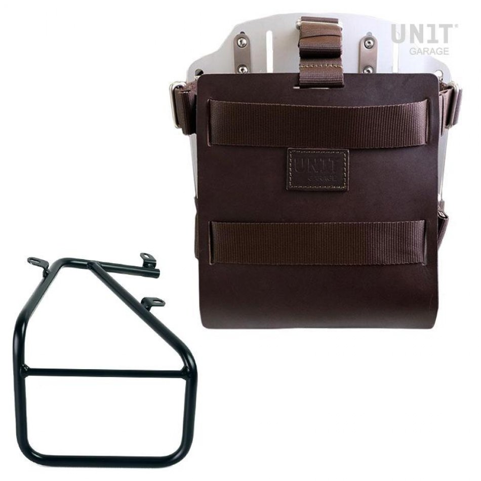 Support de sac en aluminium avec façade en cuir réglable et attache rapide + Cadre de sacoche droite pour kit Sportail R18