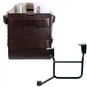 Support de sac en aluminium avec façade en cuir réglable et attache rapide + Cadre gauche pour Honda CRF1100L Africa Twin et Adventure Sports (à partir de 2024)