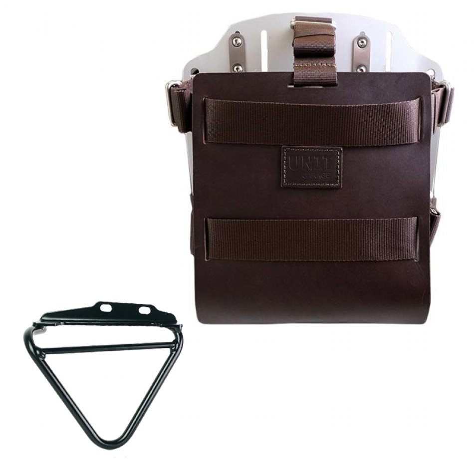 Support de sac en aluminium avec façade en cuir réglable et attache rapide + Cadre Husqvarna 125-250-401 (à partir de 2024) droit 