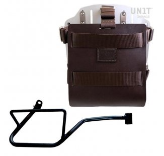 Support de sac en aluminium avec façade en cuir réglable et attache rapide + Cadre droit Moto Guzzi V7 EURO5 PLUS (à partir de 2025)