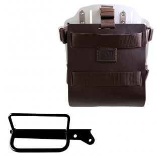 Support de sac en aluminium avec façade en cuir réglable et attache rapide + Cadre droit Royal Enfield Hunter 350