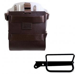 Support de sac en aluminium avec façade en cuir réglable et attache rapide + Cadre gauche Royal Enfield Hunter 350