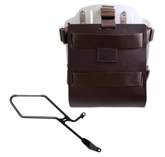 Support de sac en aluminium avec façade en cuir réglable et attache rapide + Cadre droit Triumph Bonneville Bobber