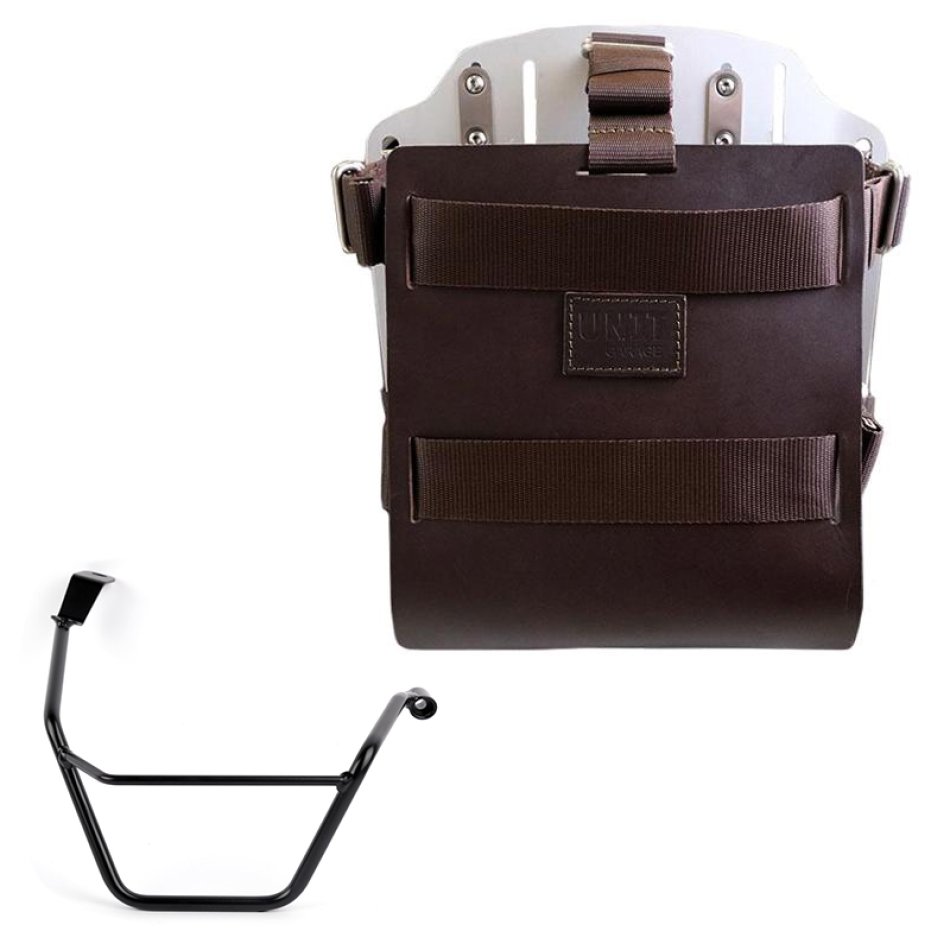 Support de sac en aluminium avec façade en cuir réglable et attache rapide + Cadre droit Triumph Street Scrambler 900 (à partir de 2026)