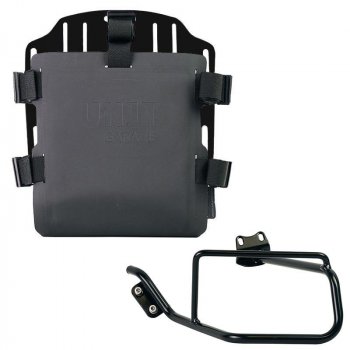 Porte sacoche aluminium avec façade réglable en Hypalon et attache rapide + Châssis BMW HP2 Gauche