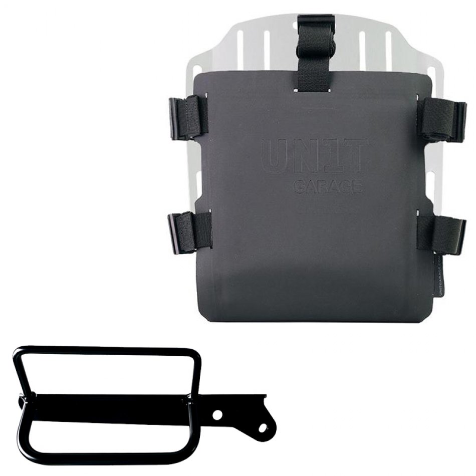 Support de sac en aluminium avec façade Hypalon réglable et attache rapide + Cadre droit Royal Enfield Hunter 350