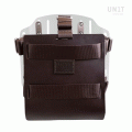 Support de sac en aluminium avec devant en cuir réglable