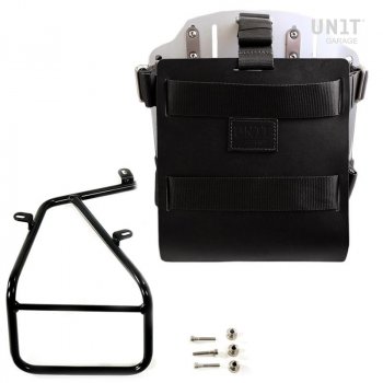 Support de sac en aluminium avec façade en cuir réglable, attache rapide et cadre