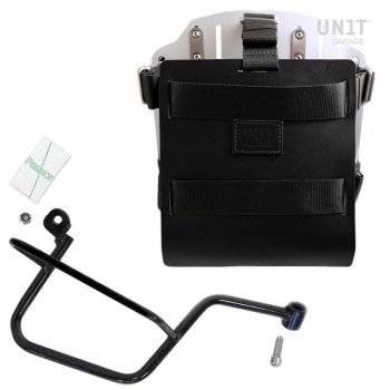 Support de sac en aluminium avec façade en cuir réglable, attache rapide et cadre