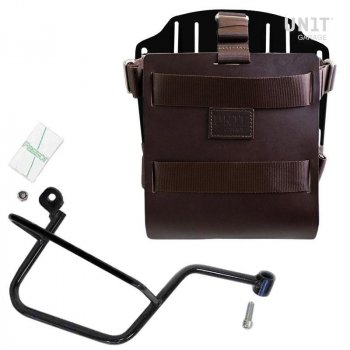 Support de sac en aluminium avec façade en cuir réglable, attache rapide et cadre