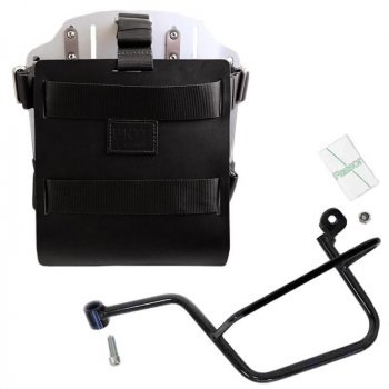 Support de sac en aluminium avec façade en cuir réglable, attache rapide et cadre