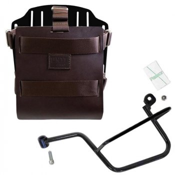 Support de sac en aluminium avec façade en cuir réglable, attache rapide et cadre