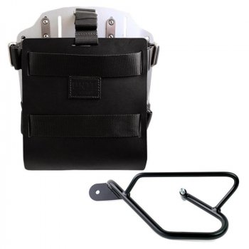 Support de sac en aluminium avec façade en cuir réglable, attache rapide et cadre