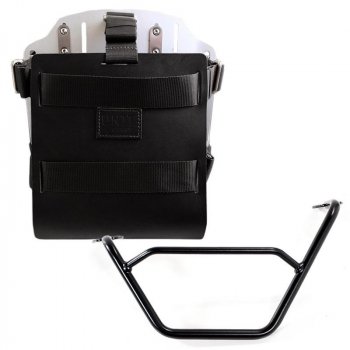 Support de sac en aluminium avec façade en cuir réglable, attache rapide et cadre