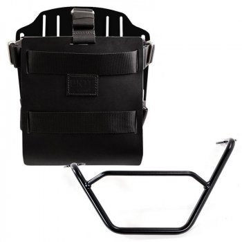 Support de sac en aluminium avec façade en cuir réglable, attache rapide et cadre