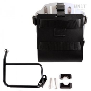 Support de sac en aluminium avec façade en cuir réglable, attache rapide et cadre