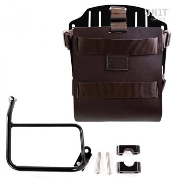 Support de sac en aluminium avec façade en cuir réglable, attache rapide et cadre