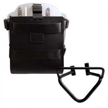 Support de sac en aluminium avec façade en cuir réglable, attache rapide et cadre