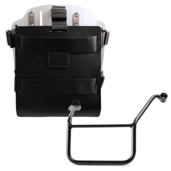 Support de sac en aluminium avec façade en cuir réglable, attache rapide et cadre