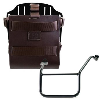 Support de sac en aluminium avec façade en cuir réglable, attache rapide et cadre