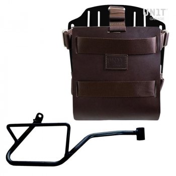 Porte-sac en aluminium avec façade en cuir réglable, attache rapide et cadre