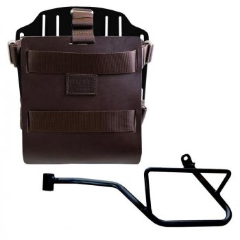 Porte-sac en aluminium avec façade en cuir réglable, attache rapide et cadre