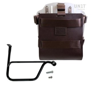 Support de sac en aluminium avec façade en cuir réglable, attache rapide et cadre