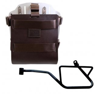 Support de sac en aluminium avec façade en cuir réglable, attache rapide et cadre
