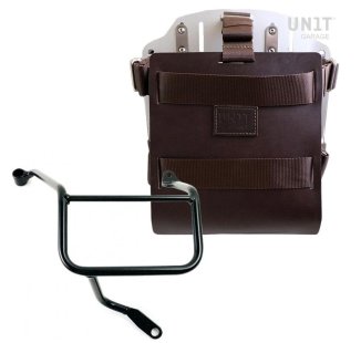 Support de sac en aluminium avec façade en cuir réglable, attache rapide et cadre