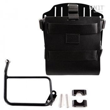Support de sac en aluminium avec façade en cuir réglable, attache rapide et cadre