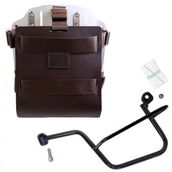 Support de sac en aluminium avec façade en cuir réglable, attache rapide et cadre