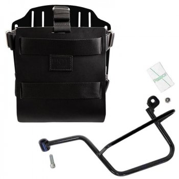 Support de sac en aluminium avec façade en cuir réglable, attache rapide et cadre