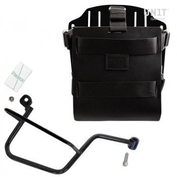 Support de sac en aluminium avec façade en cuir réglable, attache rapide et cadre