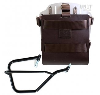 Support de sac en aluminium avec façade en cuir réglable, attache rapide et cadre