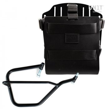 Support de sac en aluminium avec façade en cuir réglable, attache rapide et cadre