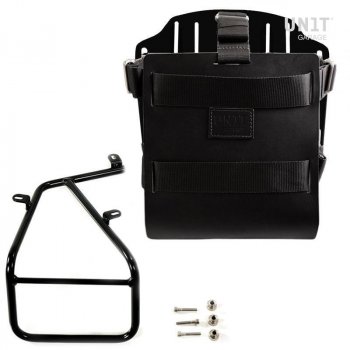 Support de sac en aluminium avec façade en cuir réglable, attache rapide et cadre