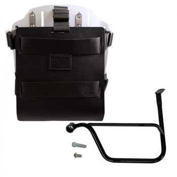 Support de sac en aluminium avec façade en cuir réglable, attache rapide et cadre