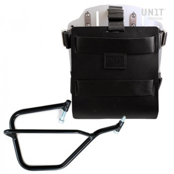 Support de sac en aluminium avec façade en cuir réglable, attache rapide et cadre