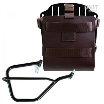 Support de sac en aluminium avec façade en cuir réglable, attache rapide et cadre