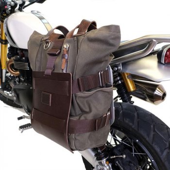 Support de sac en aluminium avec façade en cuir réglable, attache rapide et cadre