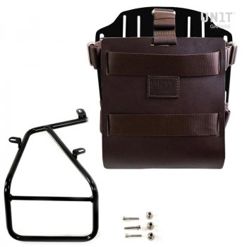 Support de sac en aluminium avec façade en cuir réglable, attache rapide et cadre
