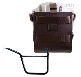 Porte-sac en aluminium avec façade en cuir réglable, attache rapide et cadre Pan America 1250