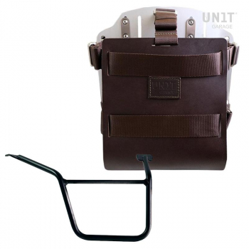 Porte-sac en aluminium avec façade en cuir réglable, attache rapide et cadre Pan America 1250
