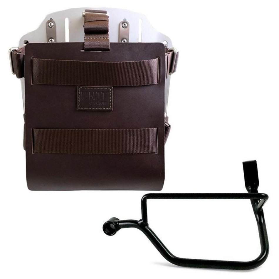 Porte-sac en aluminium avec façade en cuir réglable, attache rapide et cadre Street Twin 900 (à partir de 2016)