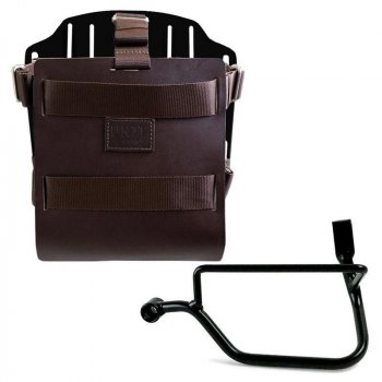 Porte-sac en aluminium avec façade en cuir réglable, attache rapide et cadre Street Twin 900 (à partir de 2016)