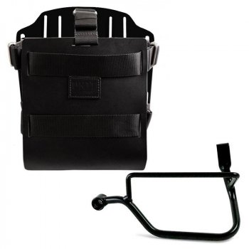 Porte-sac en aluminium avec façade en cuir réglable, attache rapide et cadre Street Twin 900 (à partir de 2016)