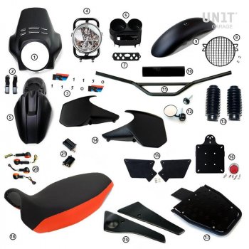 Kit R1150R PRO avec panneaux latéraux de réservoir en tube (Mat Black)