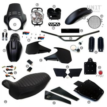 Kit R1150R PRO avec panneaux latéraux de réservoir en tube (Mat Black)
